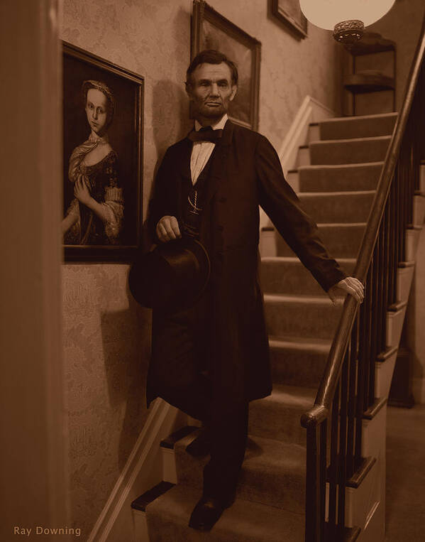 Abraham Lincoln Art Print featuring the digital art Lincoln Descending Staircase by Ray Downing