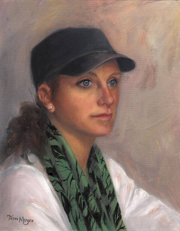 Portrait Of A Young Woman In A Ball Cap Art Print featuring the painting Portrait of Taylor III by Terri Meyer