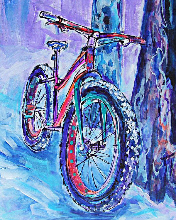 Bike Art Print featuring the painting Snow Jam by Judy Rogan