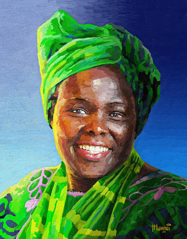 Trees Art Print featuring the painting Wangari Maathai by Anthony Mwangi