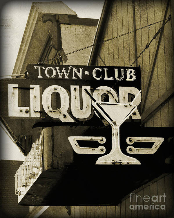 Sign Art Print featuring the photograph Barhopping at the Town Club 2 by Lee Craig