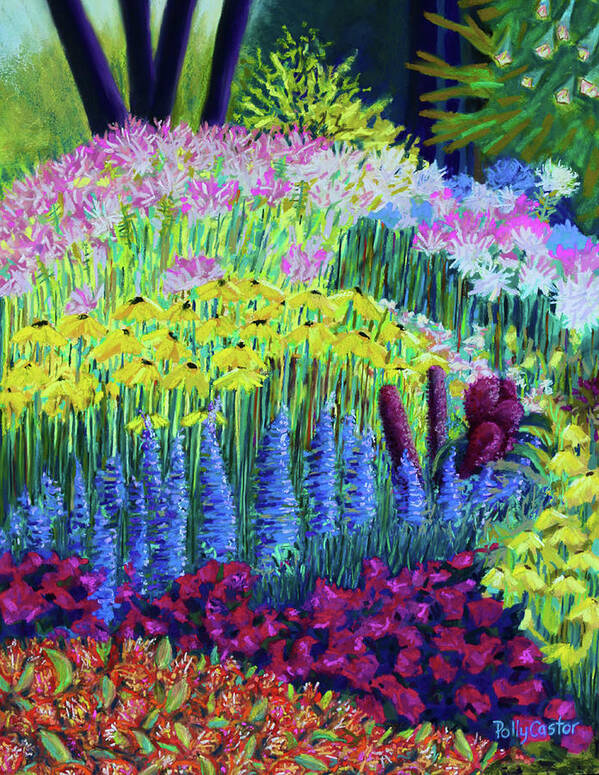 Flowers Art Print featuring the painting Amaranth in the Gardens at Hollandia by Polly Castor