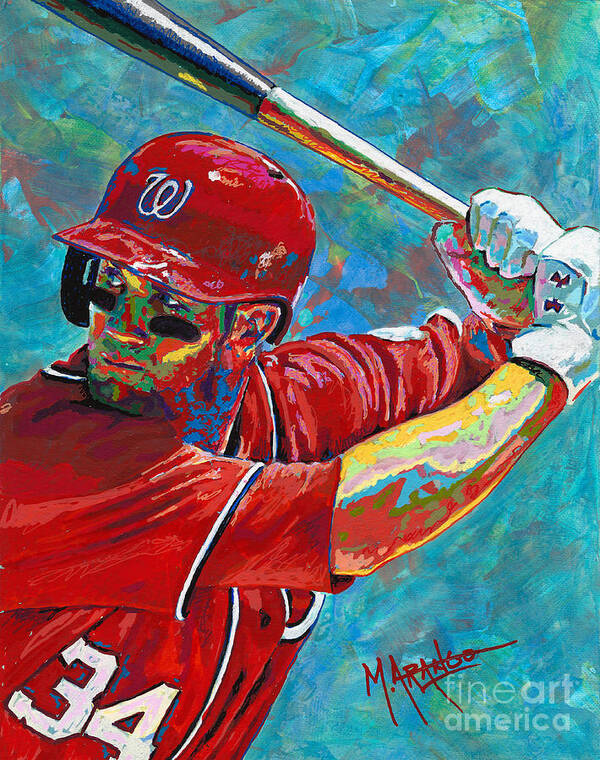 Bryce Harper Art Print featuring the painting Bryce Harper by Maria Arango