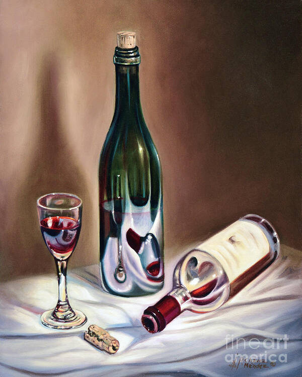 Wine Art Print featuring the painting Burgundy Still by Ricardo Chavez-Mendez