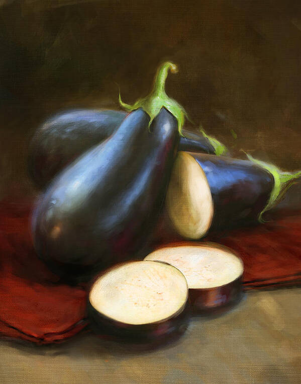 Vegetables Art Print featuring the painting Eggplants by Robert Papp