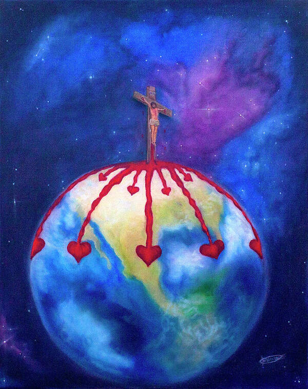 Prophetic Art Art Print featuring the painting God So Loved The World by Jeanette Sthamann