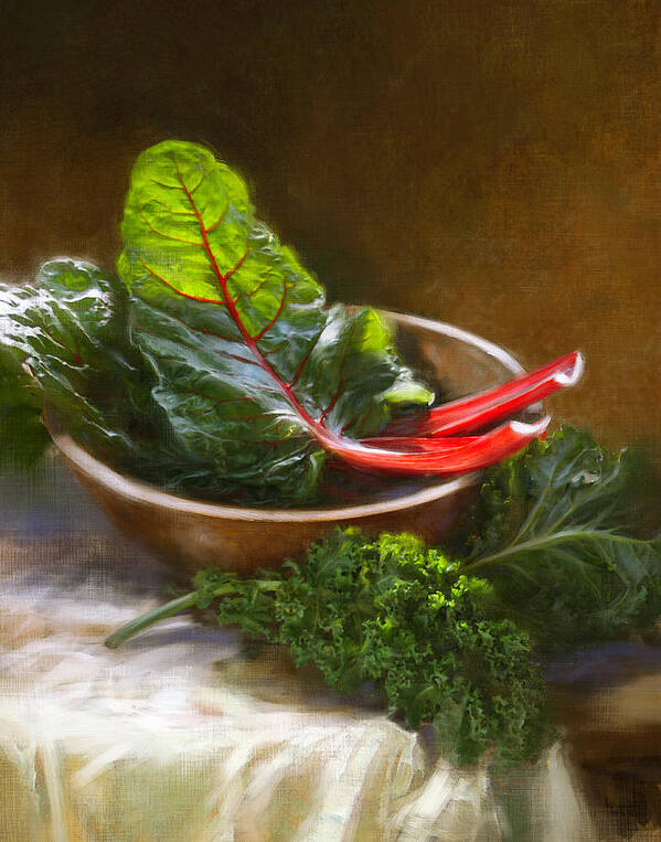 Vegetables Art Print featuring the painting Hearty Greens by Robert Papp