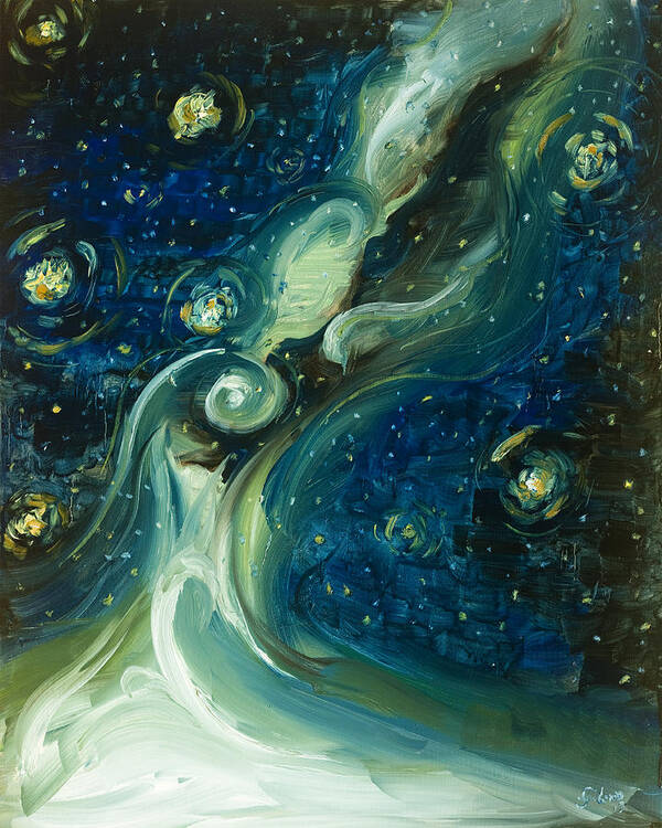 Milky Way Art Print featuring the painting Liquid Galaxy by Carlos Flores