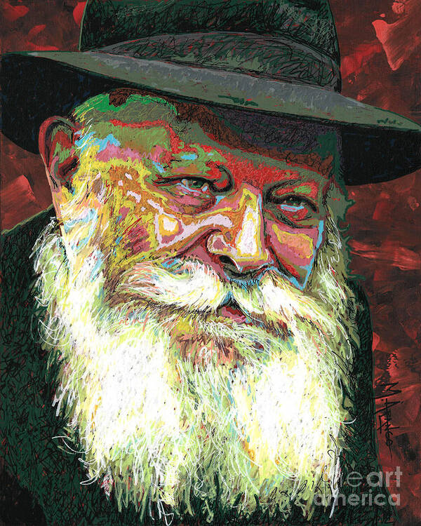 Menachem Mendel Schneerson Art Print featuring the painting Menachem Mendel Schneerson by Maria Arango