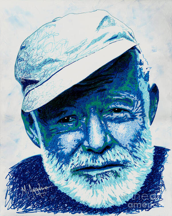 Ernest Hemingway Art Print featuring the painting Papa Hemingway by Maria Arango