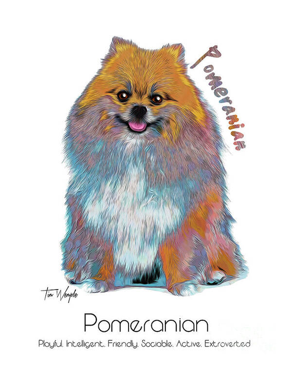 Pomeranian Art Print featuring the digital art Pomeranian Pop Art by Tim Wemple
