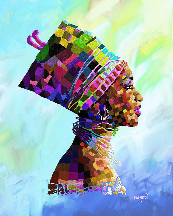 Female Art Print featuring the painting Queen Nefertiti by Anthony Mwangi