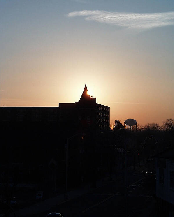 City Art Print featuring the photograph Rahway Sunrise February 1999 by Robert Hopkins