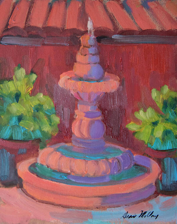 Mexico Art Print featuring the painting Rosarito Fountain by Diane McClary