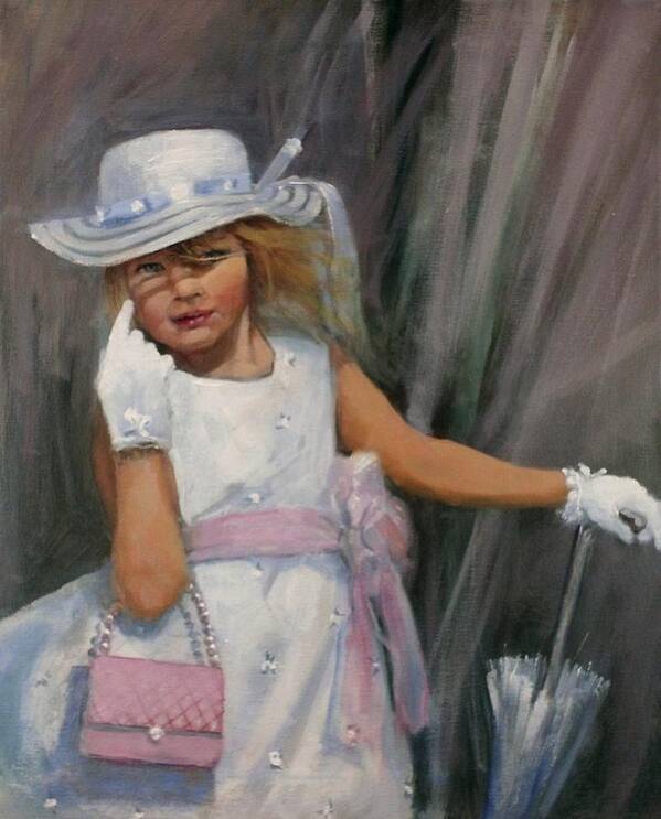  Girl With Umbrella Art Print featuring the painting Savannah by Tom Shropshire