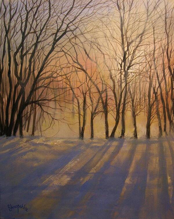  Impressionist Painting Art Print featuring the painting Snow Shadows by Tom Shropshire
