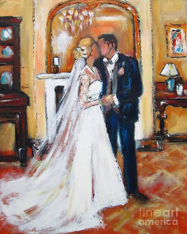 Wedding Art Art Print featuring the painting Wedding Portrait Art And Paintings 2016 by Mary Cahalan Lee - aka PIXI