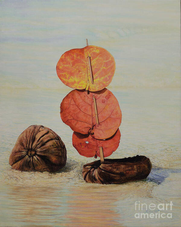 Still Life Art Print featuring the painting Sea Grape Sails by Nicole Minnis