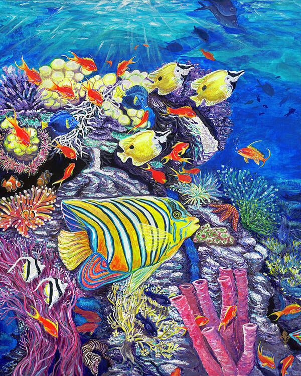 Donna Yates Artist Art Print featuring the painting The Vibrant Sea by Donna Yates