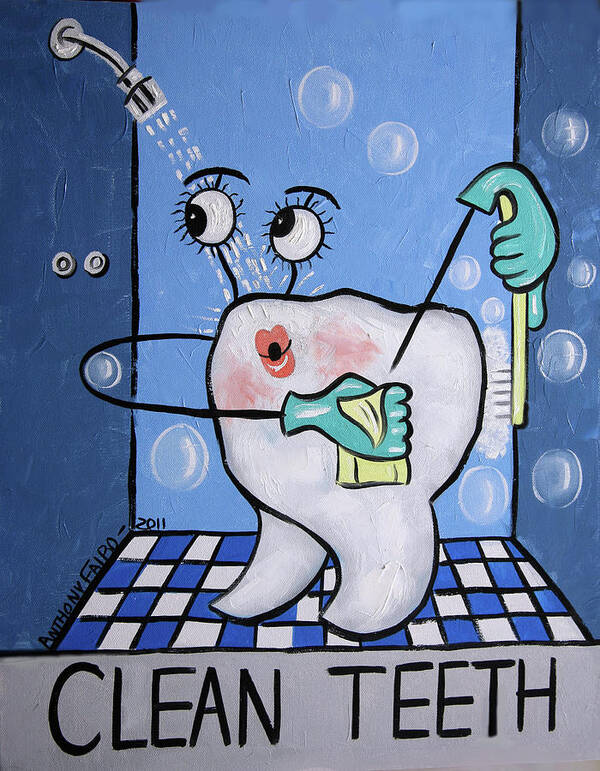 Dental Art Art Print featuring the painting Clean Teeth by Anthony Falbo
