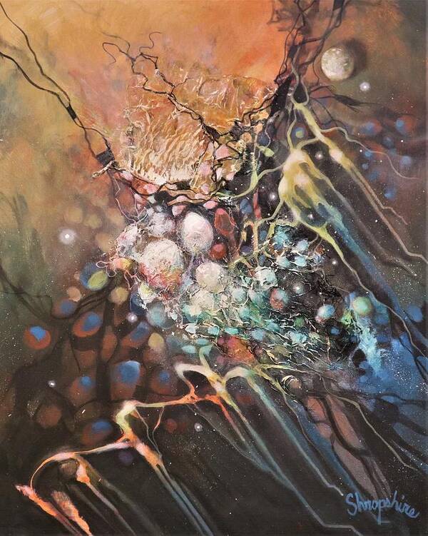 Abstract Art Print featuring the painting Molecular Response by Tom Shropshire