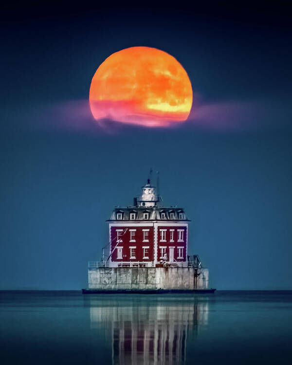 Moonrise at Ledge Light by Shawn Boyle