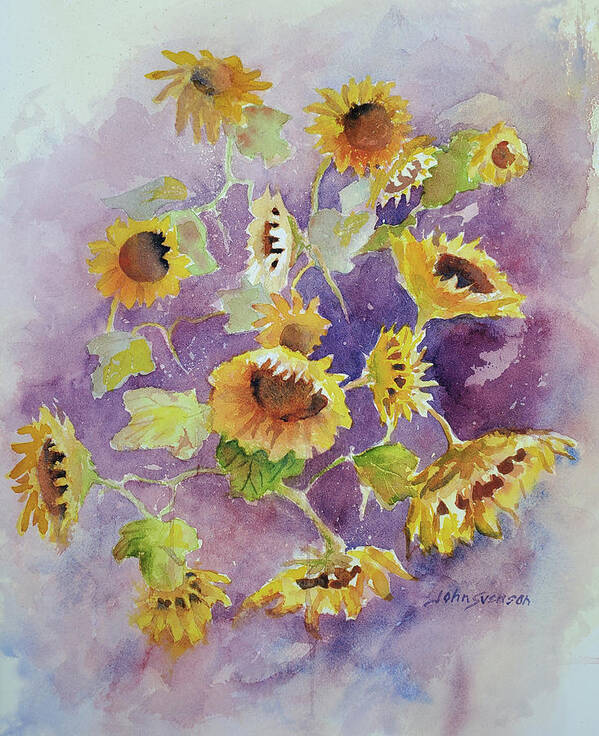 John Svenson Art Print featuring the painting Sunflowers by John Svenson