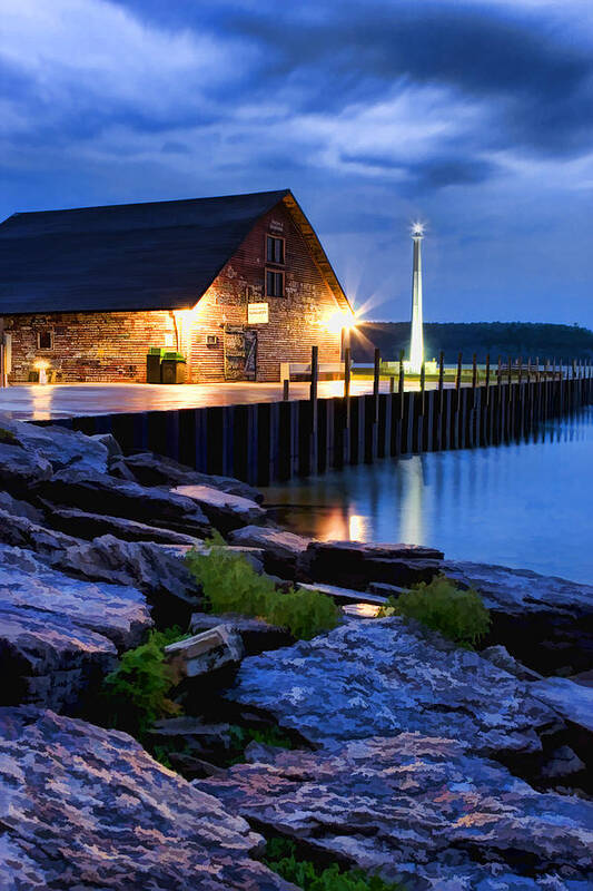 Door County Art Print featuring the painting Door County Anderson Dock Twilight by Christopher Arndt