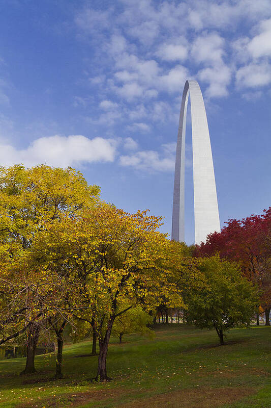 Autumn Colors Art Print featuring the photograph Fall at the St Louis Arch by Garry McMichael