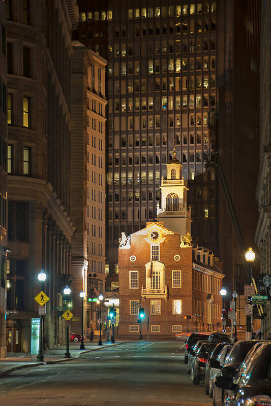 Massachusetts Art Print featuring the photograph Old State House by Night by Joann Vitali