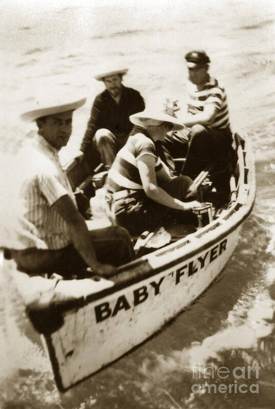Baby Flyer Art Print featuring the photograph The Baby Flyer with Ed Ricketts and John Steinbeck in Sea of Cortez 1940 by Monterey County Historical Society