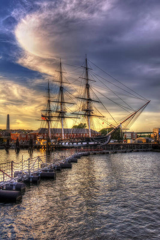 Boston Art Print featuring the photograph USS Constitution Sunset - Boston by Joann Vitali