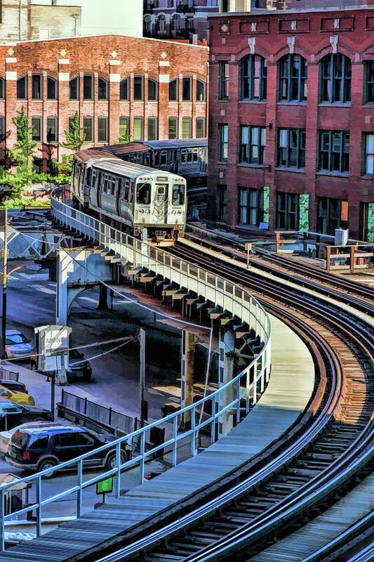 Chicago Art Print featuring the painting Chicago El S-Curve by Christopher Arndt