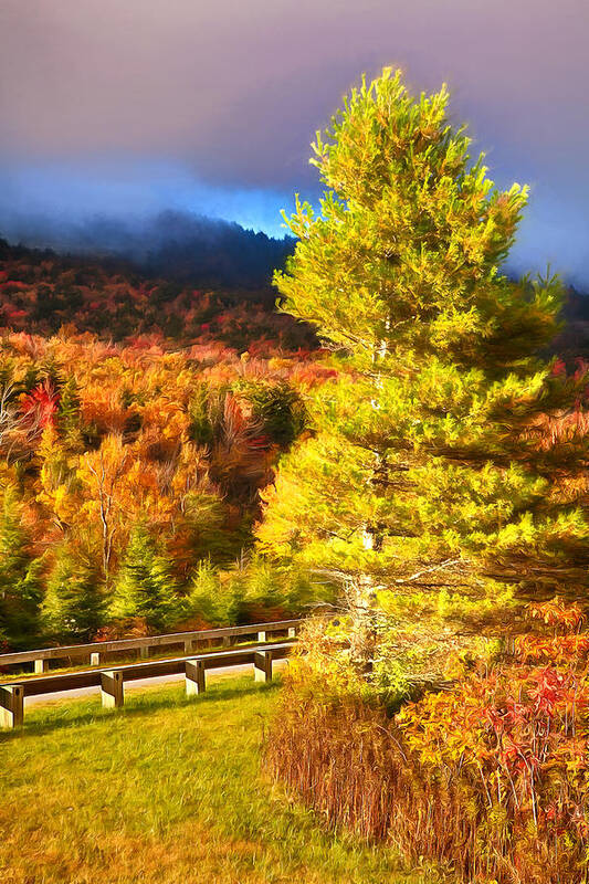 Fall Colors Art Print featuring the digital art Fall Colors on Grandfather Mountain AP by Dan Carmichael