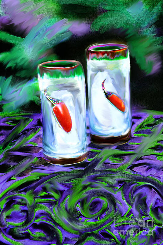 Chili Peppers Art Print featuring the digital art Hot Shots by Lisa Redfern