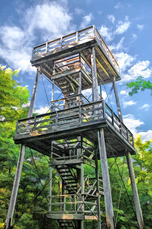 Door County Art Print featuring the painting Mountain Park Lookout Tower on Washington Island Door County by Christopher Arndt