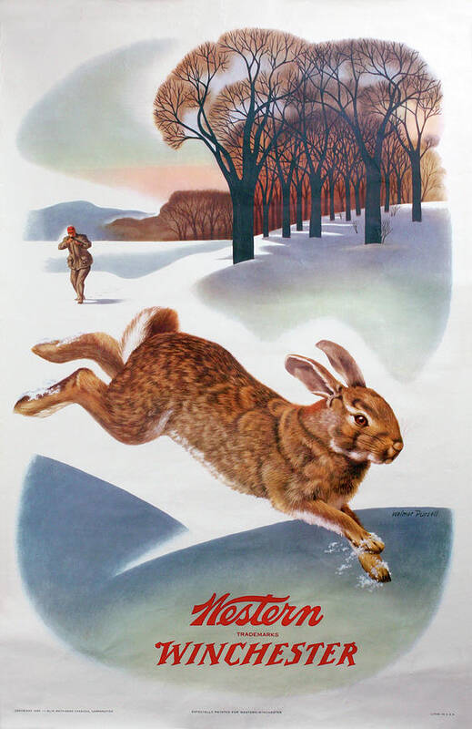 Outdoor Art Print featuring the painting Winchester-Western Rabbit Hunting by Weimer Pursell