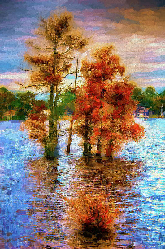 Autumn Art Print featuring the painting Coastal Autumn in North Carolina AP by Dan Carmichael