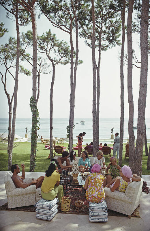 People Art Print featuring the photograph Marbella House Party by Slim Aarons