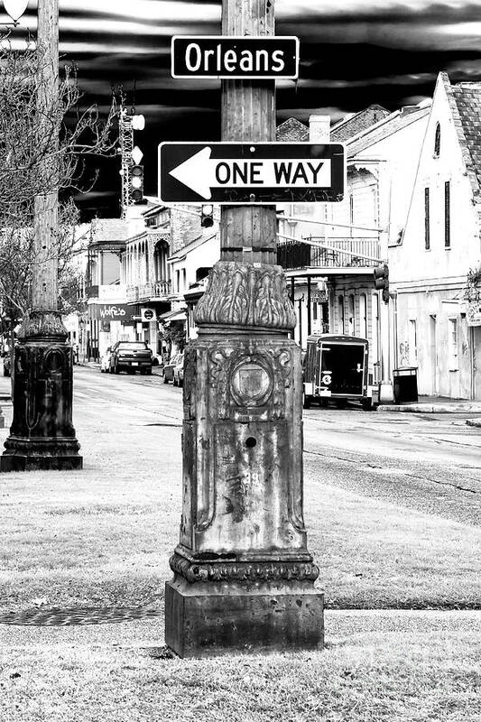 Orleans Street On Way Art Print featuring the photograph Orleans Street One Way Sign in New Orleans by John Rizzuto