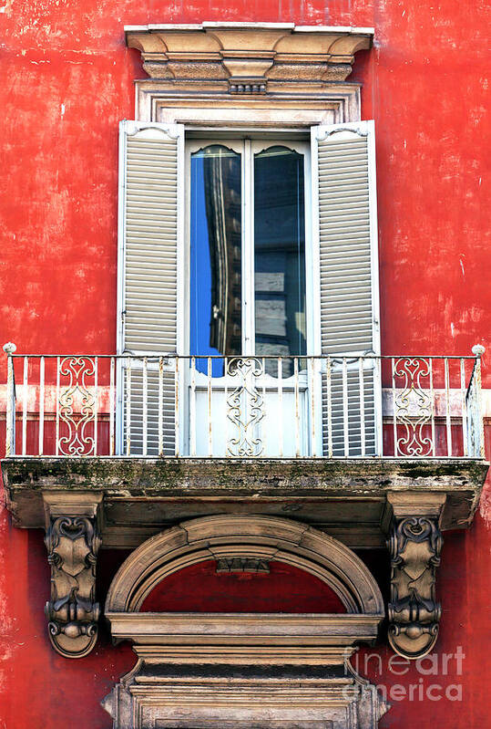 Red Walls In Roma Art Print featuring the photograph Red Walls in Roma by John Rizzuto