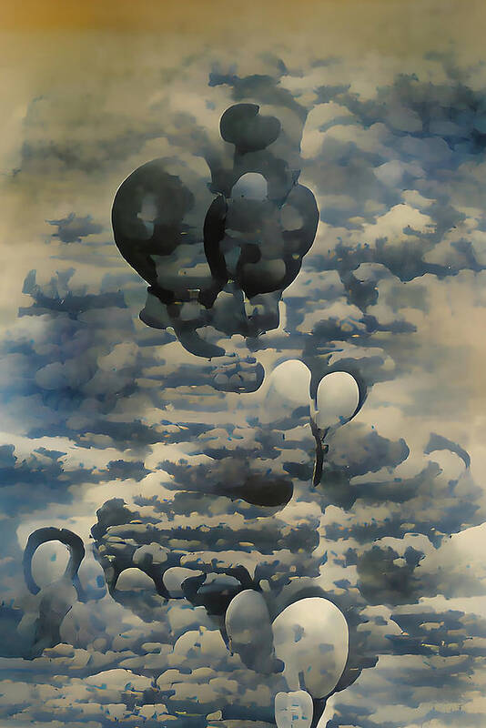  Art Print featuring the digital art Balloons in the Clouds by Michelle Hoffmann