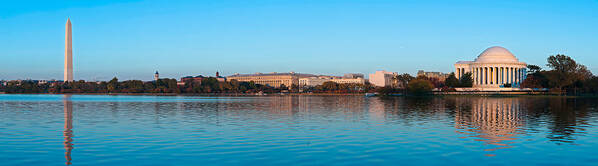 Photography Art Print featuring the photograph Jefferson Memorial And Washington #1 by Panoramic Images