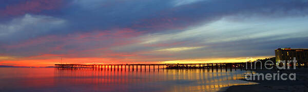 Ventura Pier Art Print featuring the photograph Ventura pier at sunset #1 by Dan Friend