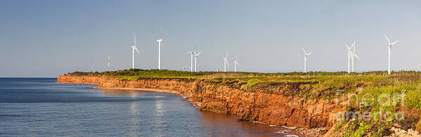 Windmills Art Print featuring the photograph Wind turbines on atlantic coast 1 by Elena Elisseeva