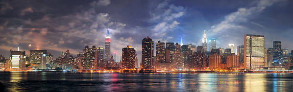 New York Art Print featuring the photograph New York City Manhattan midtown at dusk #3 by Songquan Deng