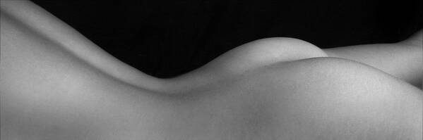 Nude Womans Back Art Print featuring the photograph 3174 BW Nude Back Study Prone 1 to 3 Ratio by Chris Maher