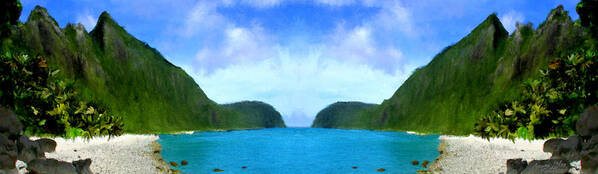 Bay Art Print featuring the painting American Samoa Bay by Bruce Nutting