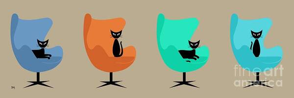 Mid Century Art Print featuring the digital art Egg Chairs by Donna Mibus