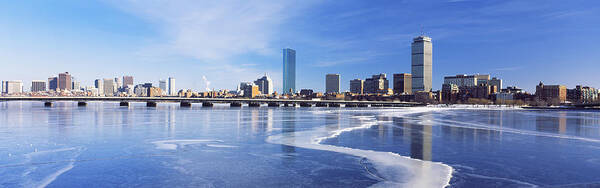 Photography Art Print featuring the photograph Frozen Over Charles River With Harvard by Panoramic Images